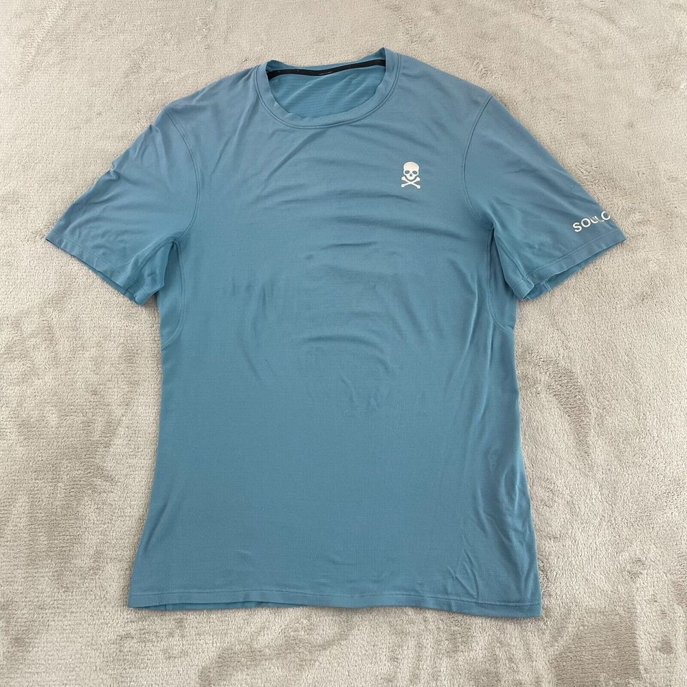 Lululemon x‎ Soul Cycle T Shirt Men Small Blue Short Sleeve Reflective Run Gym